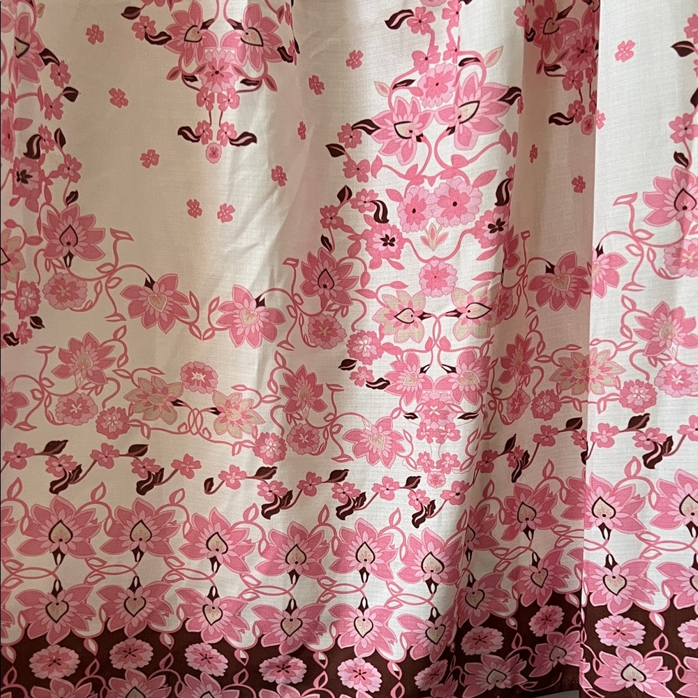 Commense Cream with Pink Floral Accents Elegant Dress - Picture 3 of 7